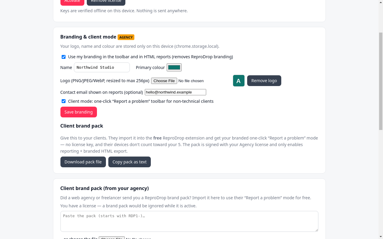 Branding settings